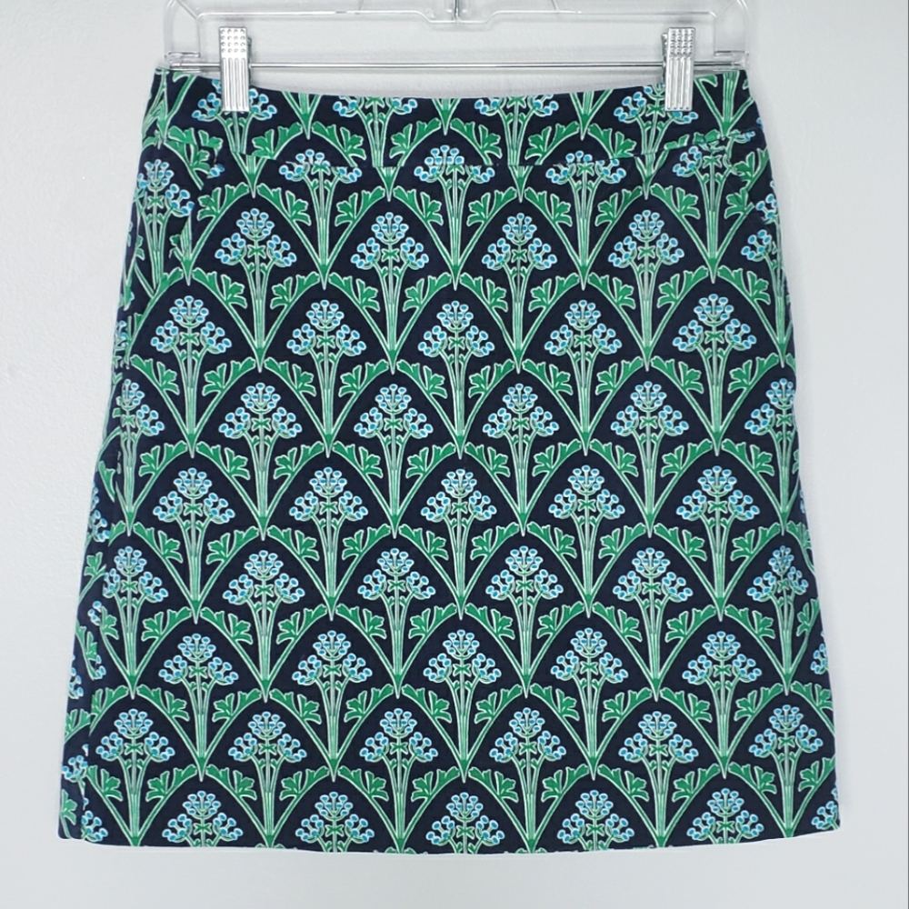 Boden Navy Skirt with Blue and Green Floral Print